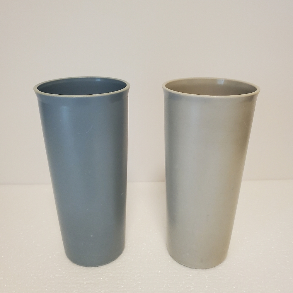 Tupperware Vintage Narrow Tall Cups. Blue. Grey. # 115